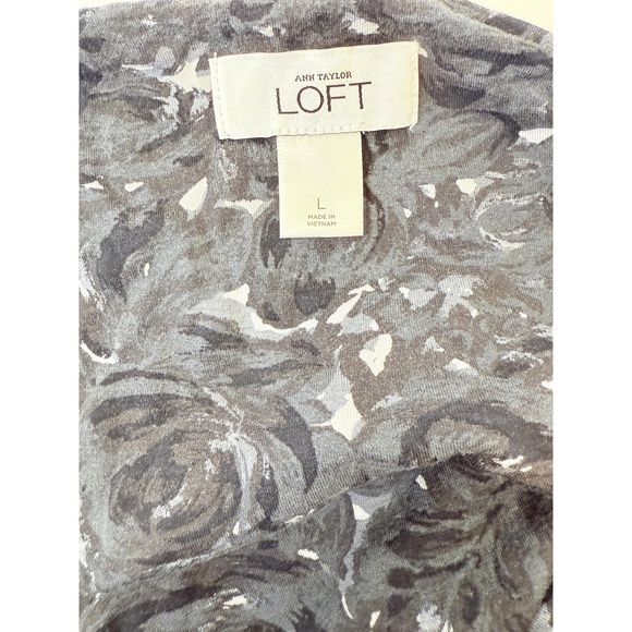 Loft Womens Grey Floral Abstract Print Cowl Neck Long Sleeve Maxi Dress - Picture 6 of 8